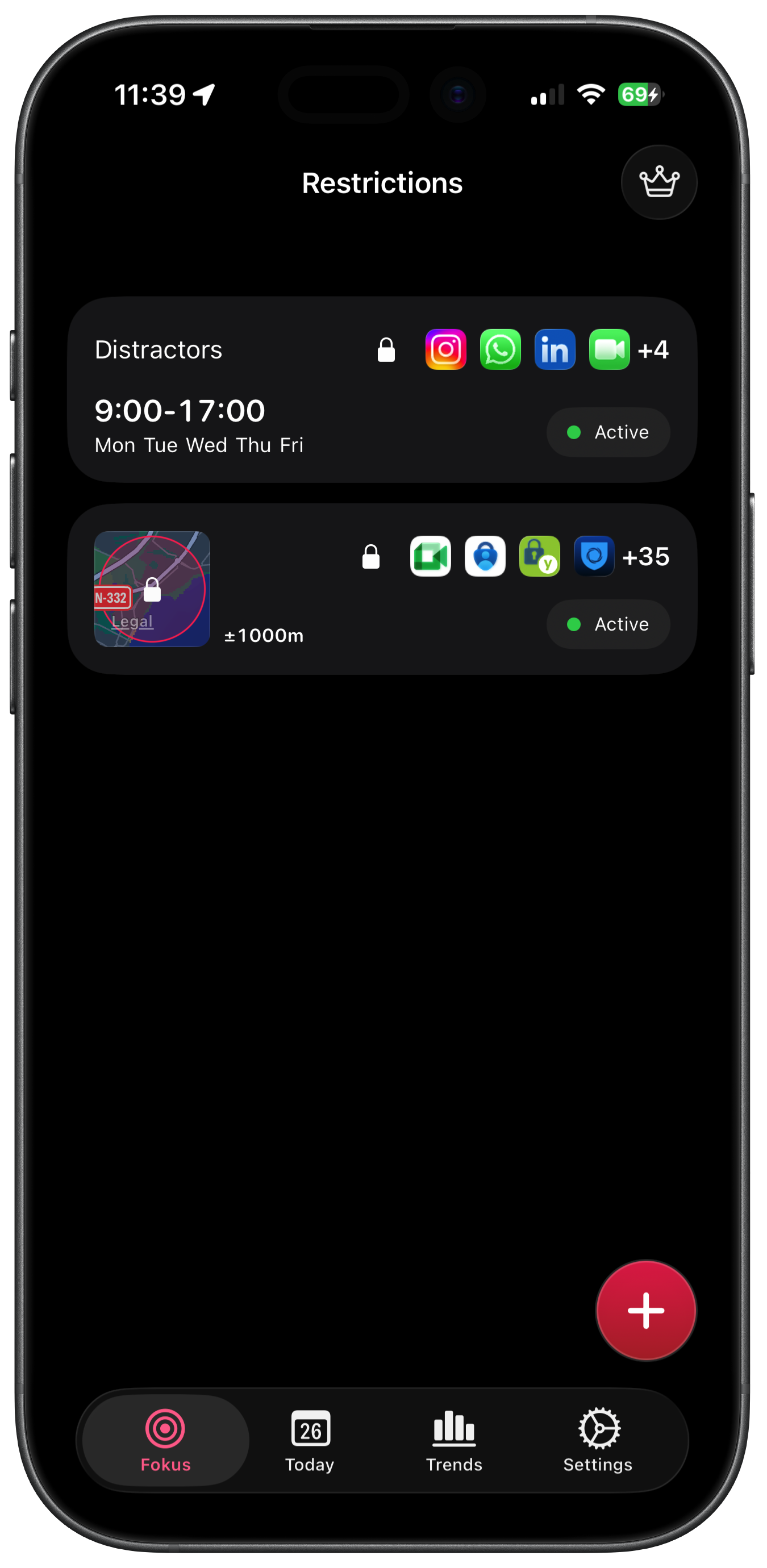 App restrictions list